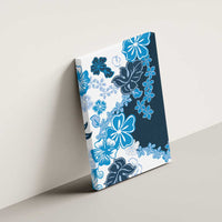 Blue Hibiscus Plumeria Floral Canvas Wall Art LT01 - Polynesian Pride