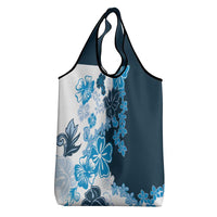 Blue Hibiscus Plumeria Floral Grocery Bag LT01 - Polynesian Pride