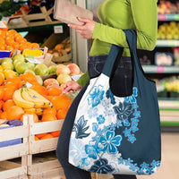 Blue Hibiscus Plumeria Floral Grocery Bag LT01 - Polynesian Pride