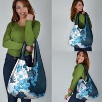 Blue Hibiscus Plumeria Floral Grocery Bag LT01 - Polynesian Pride