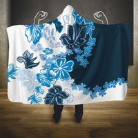 Blue Hibiscus Plumeria Floral Hooded Blanket LT01 - Polynesian Pride