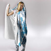Blue Hibiscus Plumeria Floral Hooded Blanket LT01 - Polynesian Pride