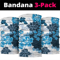 Blue Hibiscus Plumeria Floral Neck Gaiter LT01 package One Size: 25*50cm Blue - Polynesian Pride