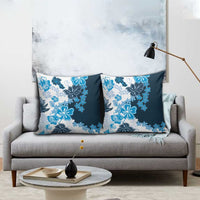Blue Hibiscus Plumeria Floral Pillow Cover LT01 - Polynesian Pride