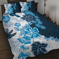 Blue Hibiscus Plumeria Floral Quilt Bed Set LT01 Blue - Polynesian Pride