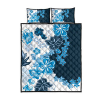 Blue Hibiscus Plumeria Floral Quilt Bed Set LT01 - Polynesian Pride