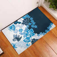 Blue Hibiscus Plumeria Floral Rubber Doormat LT01 - Polynesian Pride