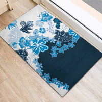 Blue Hibiscus Plumeria Floral Rubber Doormat LT01 - Polynesian Pride
