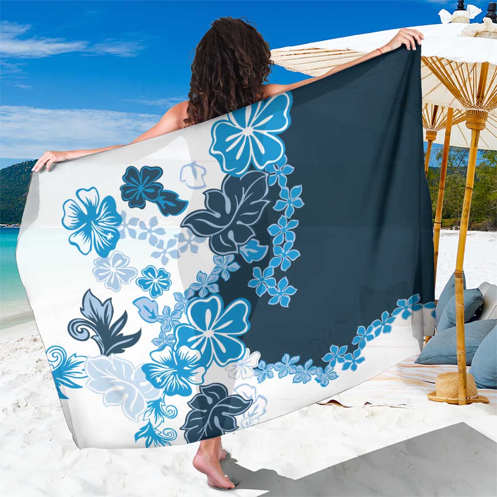 Blue Hibiscus Plumeria Floral Sarong LT01 One Size 44 x 66 inches Blue - Polynesian Pride