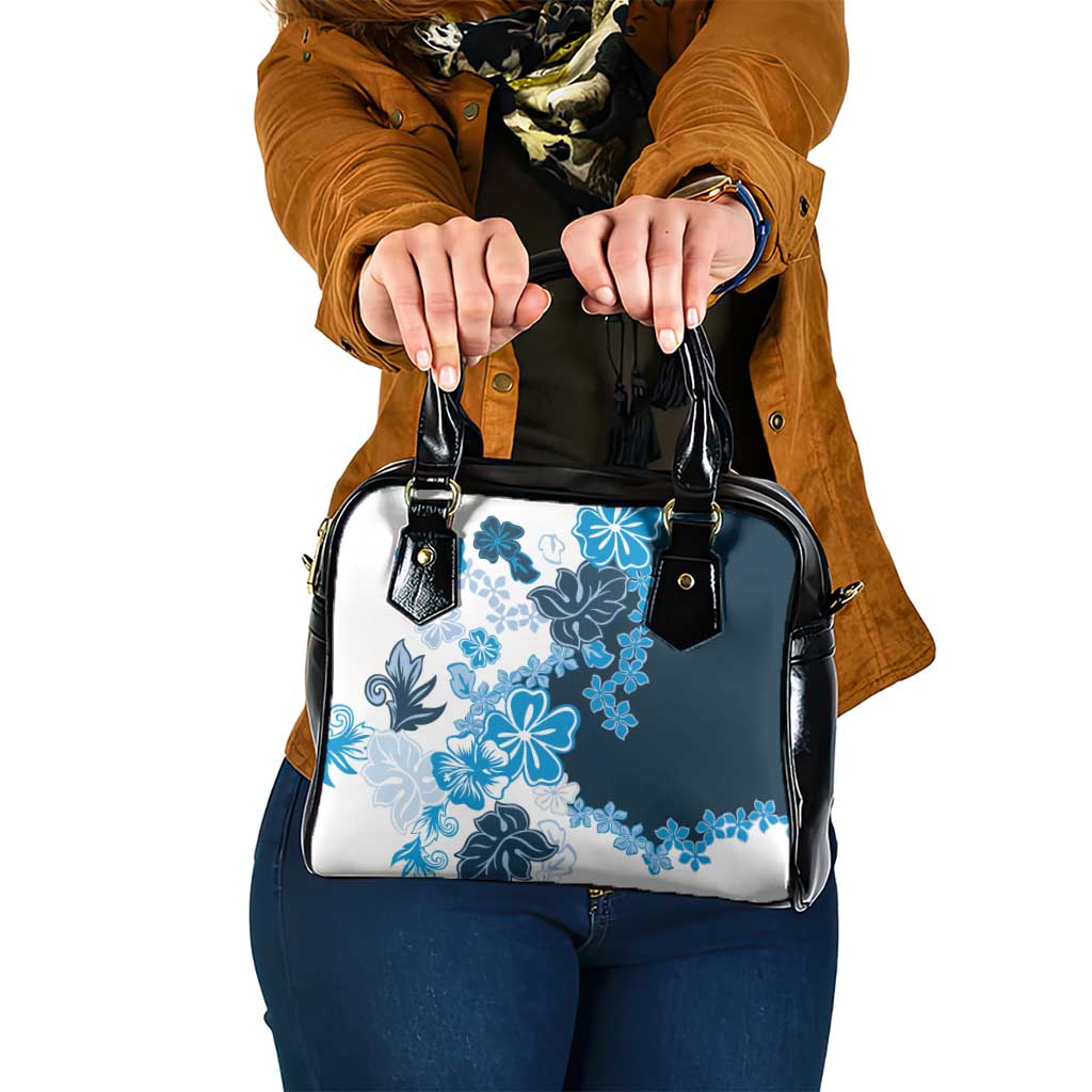 Blue Hibiscus Plumeria Floral Shoulder Handbag LT01 One Size Blue - Polynesian Pride