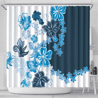 Blue Hibiscus Plumeria Floral Shower Curtain LT01 - Polynesian Pride