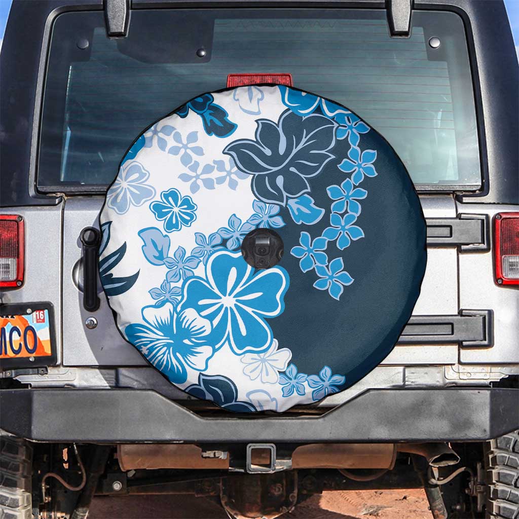 Blue Hibiscus Plumeria Floral Spare Tire Cover LT01 Blue - Polynesian Pride