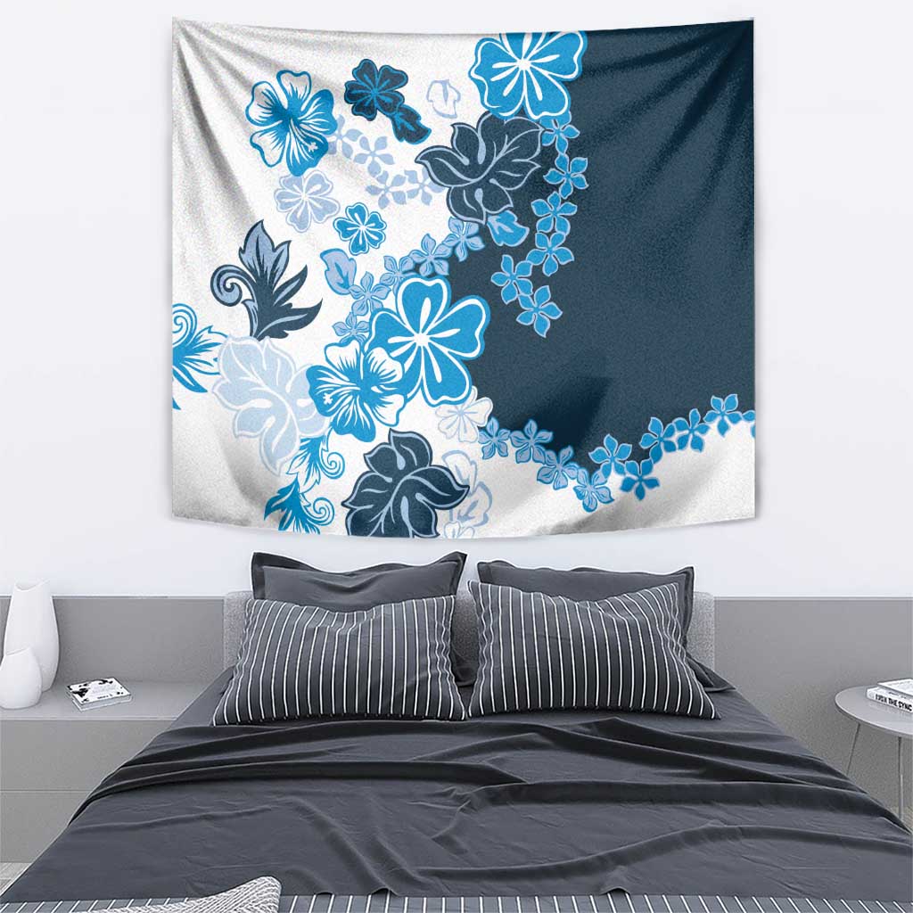 Blue Hibiscus Plumeria Floral Tapestry LT01 - Polynesian Pride
