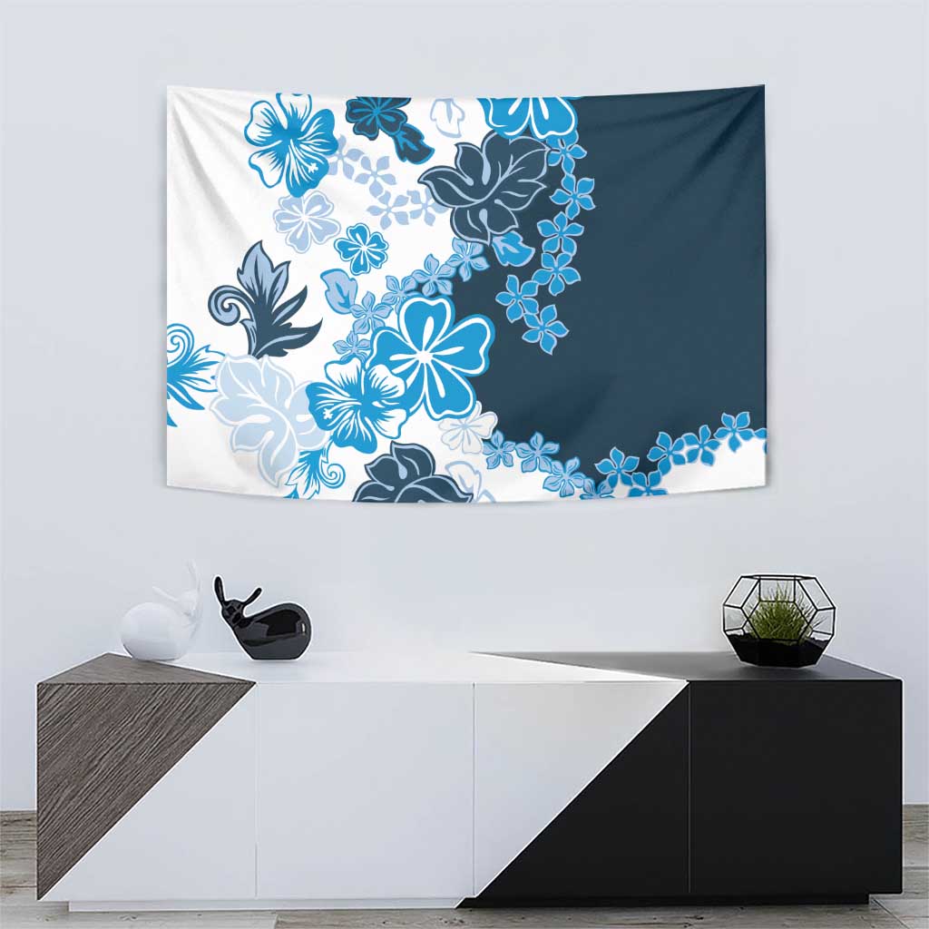 Blue Hibiscus Plumeria Floral Tapestry LT01 - Polynesian Pride