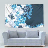 Blue Hibiscus Plumeria Floral Tapestry LT01 - Polynesian Pride