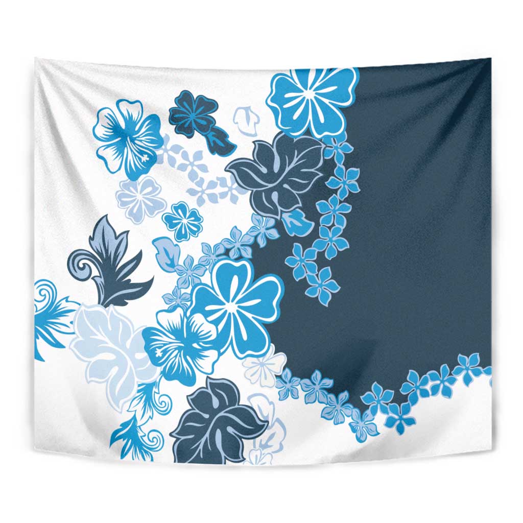Blue Hibiscus Plumeria Floral Tapestry LT01 - Polynesian Pride