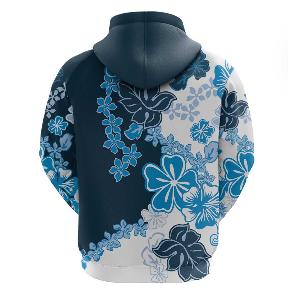 Blue Hibiscus Plumeria Floral Zip Hoodie LT01 - Polynesian Pride