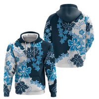 Blue Hibiscus Plumeria Floral Zip Hoodie LT01 - Polynesian Pride