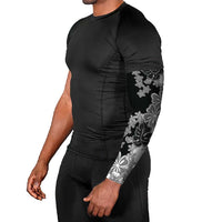 Gray Scale Hibiscus Plumeria Floral Arm Sleeves LT01 - Polynesian Pride