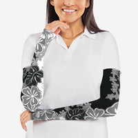 Gray Scale Hibiscus Plumeria Floral Arm Sleeves LT01 - Polynesian Pride