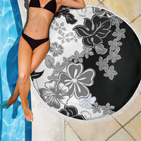 Gray Scale Hibiscus Plumeria Floral Beach Blanket LT01 - Polynesian Pride