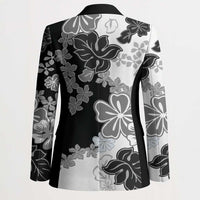 Gray Scale Hibiscus Plumeria Floral Blazer LT01 - Polynesian Pride
