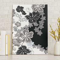 Gray Scale Hibiscus Plumeria Floral Canvas Wall Art LT01 Without Frame Black - Polynesian Pride