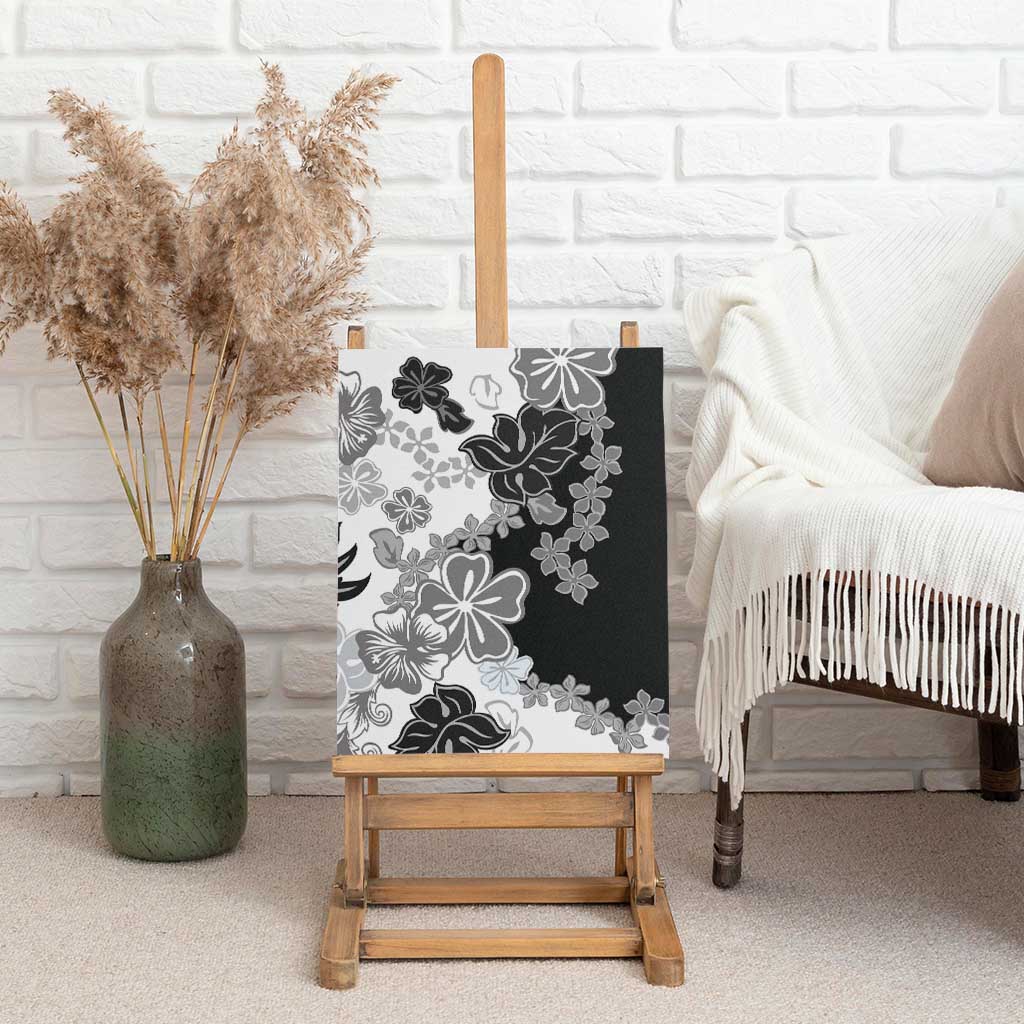 Gray Scale Hibiscus Plumeria Floral Canvas Wall Art LT01 - Polynesian Pride