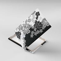 Gray Scale Hibiscus Plumeria Floral Canvas Wall Art LT01 With Frame Black - Polynesian Pride