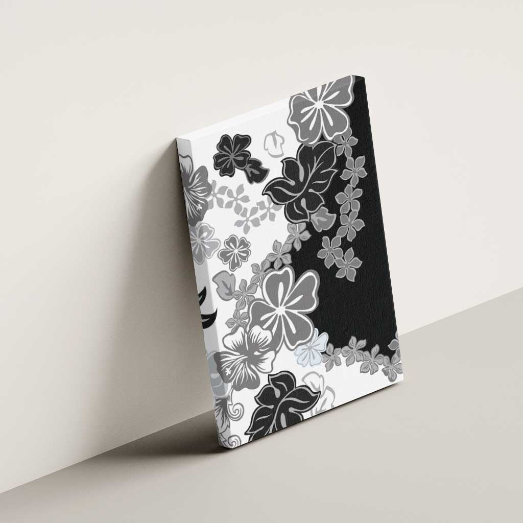 Gray Scale Hibiscus Plumeria Floral Canvas Wall Art LT01 - Polynesian Pride