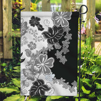 Gray Scale Hibiscus Plumeria Floral Garden Flag LT01 Garden Flag Black - Polynesian Pride