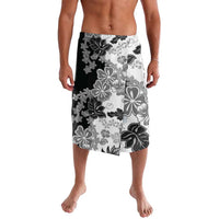 Gray Scale Hibiscus Plumeria Floral Lavalava LT01 Black - Polynesian Pride
