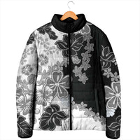 Gray Scale Hibiscus Plumeria Floral Padded Jacket LT01 - Polynesian Pride