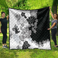 Gray Scale Hibiscus Plumeria Floral Quilt LT01 - Polynesian Pride