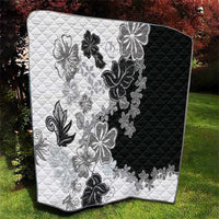 Gray Scale Hibiscus Plumeria Floral Quilt LT01 - Polynesian Pride