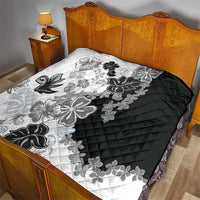 Gray Scale Hibiscus Plumeria Floral Quilt LT01 - Polynesian Pride