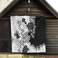 Gray Scale Hibiscus Plumeria Floral Quilt LT01 - Polynesian Pride