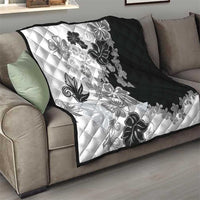 Gray Scale Hibiscus Plumeria Floral Quilt LT01 - Polynesian Pride