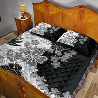 Gray Scale Hibiscus Plumeria Floral Quilt Bed Set LT01 - Polynesian Pride