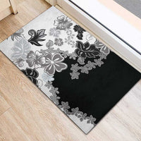 Gray Scale Hibiscus Plumeria Floral Rubber Doormat LT01 - Polynesian Pride