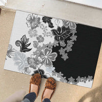 Gray Scale Hibiscus Plumeria Floral Rubber Doormat LT01 - Polynesian Pride