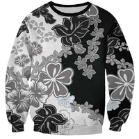 Gray Scale Hibiscus Plumeria Floral Sweatshirt LT01 Unisex Black - Polynesian Pride