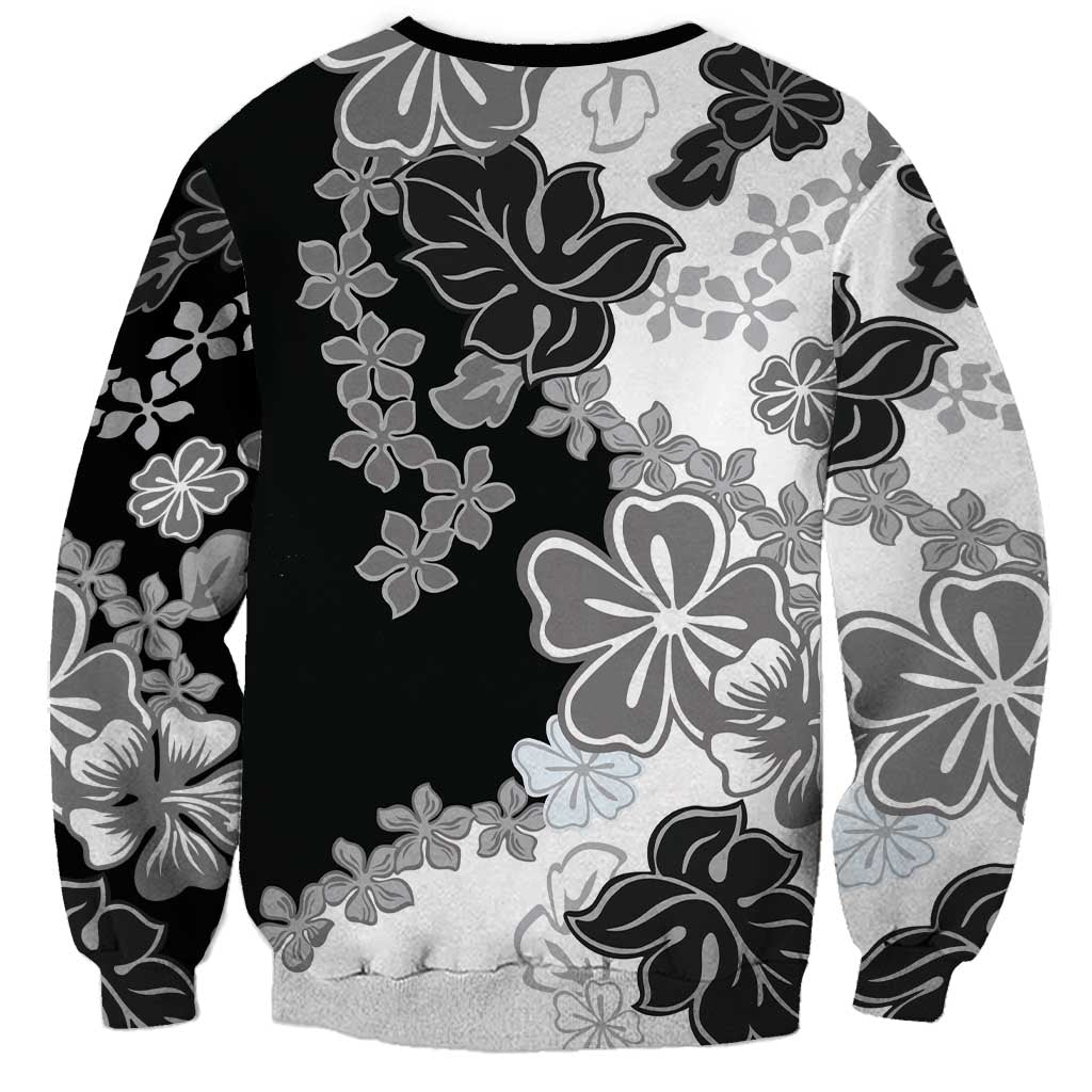 Gray Scale Hibiscus Plumeria Floral Sweatshirt LT01 - Polynesian Pride