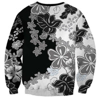 Gray Scale Hibiscus Plumeria Floral Sweatshirt LT01 - Polynesian Pride
