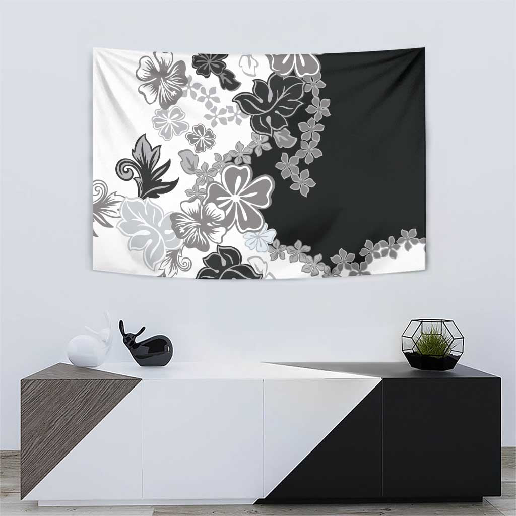 Gray Scale Hibiscus Plumeria Floral Tapestry LT01 - Polynesian Pride