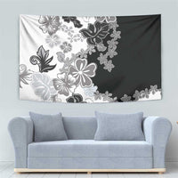 Gray Scale Hibiscus Plumeria Floral Tapestry LT01 - Polynesian Pride