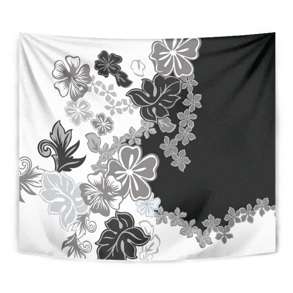 Gray Scale Hibiscus Plumeria Floral Tapestry LT01 - Polynesian Pride