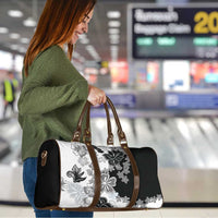 Gray Scale Hibiscus Plumeria Floral Travel Bag LT01 - Polynesian Pride