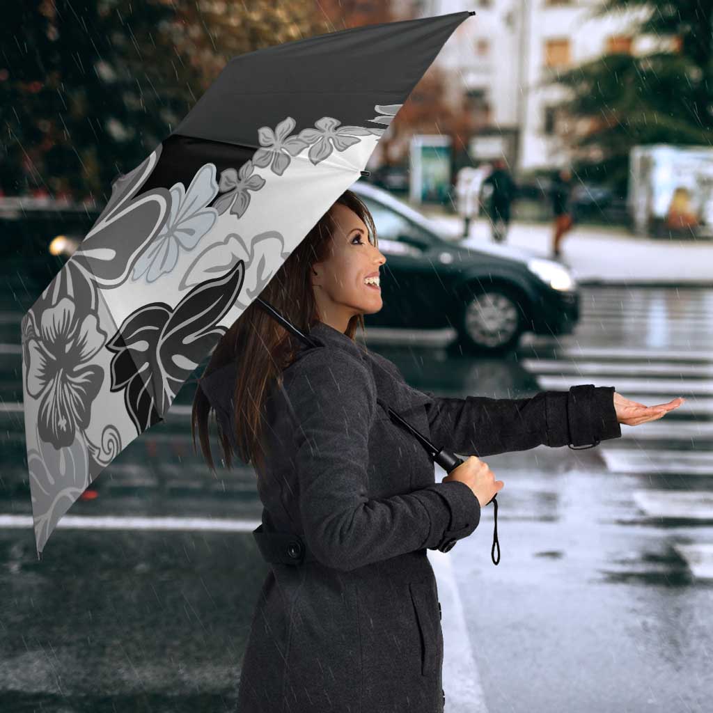 Gray Scale Hibiscus Plumeria Floral Umbrella LT01 - Polynesian Pride