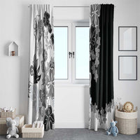 Gray Scale Hibiscus Plumeria Floral Window Curtain LT01 - Polynesian Pride